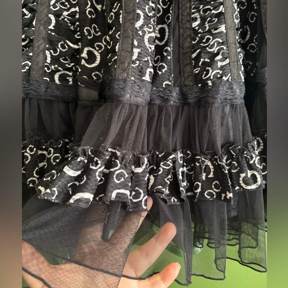 Vintage Black Ruffled Midi Skirt - Picture 6 of 10